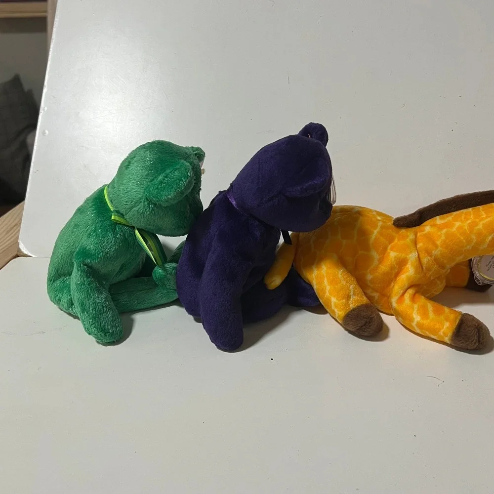 Ty Beanie Babies Lot Dublin Bear Princess‎ Diana Bear Twigs Giraffe Set of 3 90s